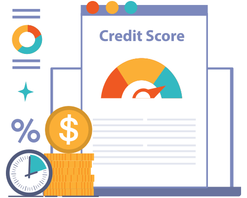 Credit Score Report With Graphs and Gold Coins